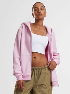Modern Urban Classics women's hoodie with zipper, ribbed cuffs, 330 g/m² cotton, pink