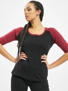 Felpa casual da donna Urban Classics, 140 g/m², cotone, nero/rosso