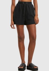Short d'été Urban Classics pour femme, en coton noir, avec cordon de serrage et poches.