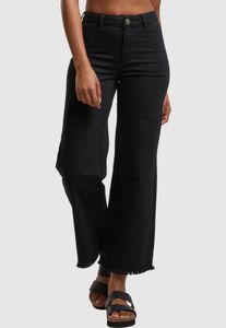 Comfortable Urban Classics women's jeans, straight fit, stretch, zip fastening, cotton, black