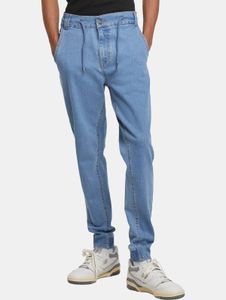 Jeans da uomo casual Urban Classics elasticizzati con coulisse e zip in cotone blu