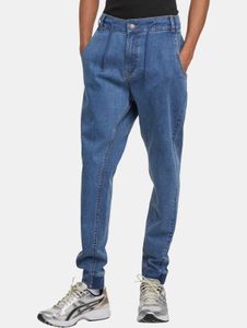 Jeans da uomo Modern Urban Classics elasticizzati con coulisse e zip in cotone blu