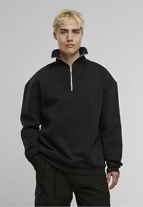 Soft Urban Classics men's sweatshirt, stretch, zip-up, ribbed cuffs with cotton, black