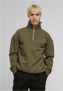 Soft Urban Classics men's sweatshirt, stretch, zip-up, ribbed cuffs with cotton, khaki
