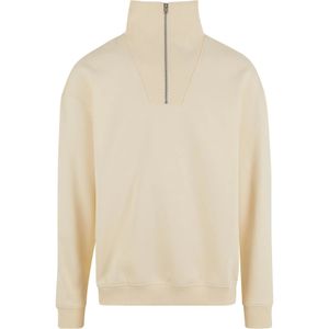 Sudadera Soft Urban Classics para hombre, elástica, con cremallera, puños acanalados de algodón, color crudo-blanco.