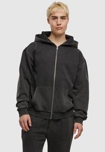 Sudadera con capucha para hombre Modern Urban Classics, con cremallera, puños acanalados, 330 g/m² de algodón, color gris.