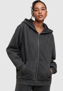 Sweat-shirt femme Urban Classics confortable, fermeture éclair, poignets côtelés, coton 330 g/m², gris