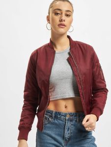 Chaqueta casual urbana clásica para mujer con bolsillos con cremallera, 108 g/m², roja.
