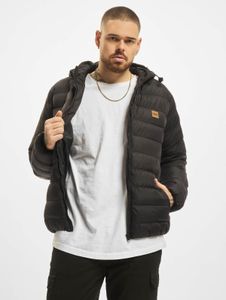 Modern URBAN CLASSICS men's jacket with zippers, pockets, 65 g/m², black