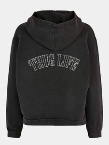 Sweat à capuche femme « Thug Life » confortable, 300 g/m², coton, noir