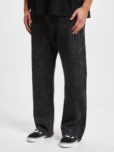 Jeans da uomo Thug Life moderni, oversize, in cotone nero con tasche.