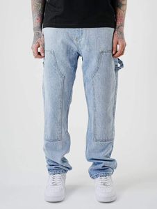 Stylish UNEFECTED men's jeans, straight fit, light blue