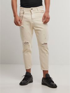 Comodi jeans da uomo 2Y Premium, vestibilità dritta, con zip, colore beige.