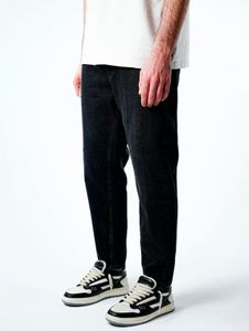 Jean homme 2Y Premium élégant, coupe droite, fermeture éclair, coton, noir