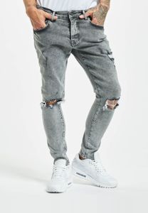 Stylish 2Y Premium Men's Slim Fit Stretch Jeans with Zipper, Cotton, Grey