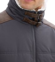 Blouson matelassé écoresponsable avec détails en similicuir pour homme, veste d'hiver 921855, gris ardoise/marron