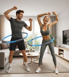 Cerchio da hula hoop EDURO - Attrezzo imbottito per esercizi a casa - Cerchio fitness, 97 cm, 8983249, Blu/Grigio