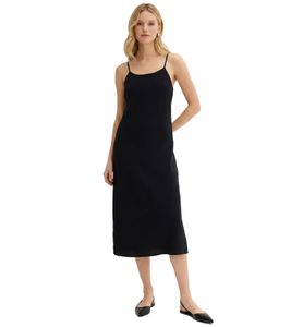 Abito da donna in flanella alla moda, in cotone con spalline sottili regolabili, modello 943770, colore nero