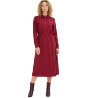 Robe midi rouge à col chemise pour femme, référence 907553
