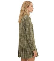 Vestido camisero casual para mujer, minivestido de mezcla de algodón con estampado de cuadros 956372 Verde