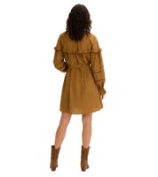 Robe tunique délicate pour femme en viscose fluide à volants et ceinture à nouer 906791 Marron