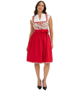 Dirndl da donna in due pezzi, composto da abito e gonna, completo da Oktoberfest con passamaneria e grembiule, abito tradizionale 970196 Rosso/Bianco