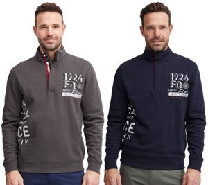 Classic FQ1924 FQWilliam Men's Troyer Sweater with Stand-Up Collar 21900589 in Gray or Blue