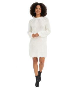 Abito in maglia da donna con maniche a campana, fiocco in raso e paillettes - Mini abito 926762 Bianco