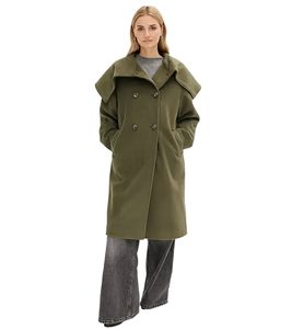 Easy-care women's coat in wool look, oversized transitional jacket 952474 Green
