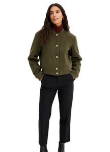 Easy-care women's wool-look blouson jacket with decorative buttons, plus sizes, 973668 Green