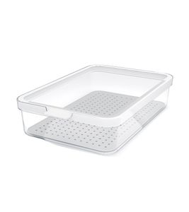 Rotho CAUMA Refrigerator Organizer 2.6 Liter Stackable Food Storage Container with Lid 7623087 Transparent/White