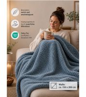 Couverture Cosy – Plaid en microfibre certifié Oeko-Tex (Standard 100), env. 150 x 200 cm – Gris foncé, Bleu, Rouge ou Gris clair