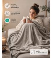 Couverture Cosy – Plaid en microfibre certifié Oeko-Tex (Standard 100), env. 150 x 200 cm – Gris foncé, Bleu, Rouge ou Gris clair