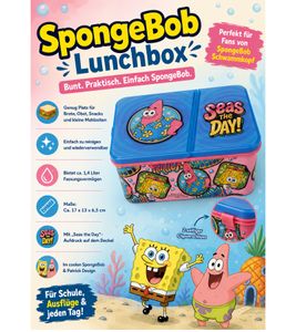 Boîte à lunch Patrick Star avec motif coloré, boîte à pain, environ 1,4 litre, rose et bleu