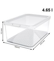 Rotho CAUMA Refrigerator Organizer 4.65 Liters – Stackable Freshness Box with Lid (9554603) – Transparent/White