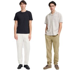 Pantalon classique en coton et lin pour homme CASUAL FRIDAY CFPandrup – Pantalon d'été 20505421 (Beige ou Blanc)
