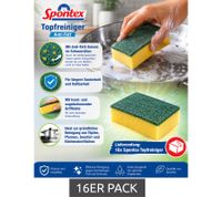 16-Pack Spontex Pot Scourers with Anti-Grease Protection – Cleaning & Dishwashing Sponges 7724483 (Yellow/Green)
