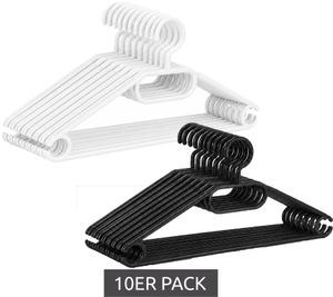 Set di 10 grucce appendiabiti internazionali con superficie antiscivolo, modello 8744838, nere o bianche