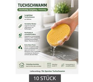 Confezione da 10 spugne in tessuto Spontex ad alto potere assorbente per la pulizia di diverse superfici. Spugna per la pulizia 7587220 Gialla