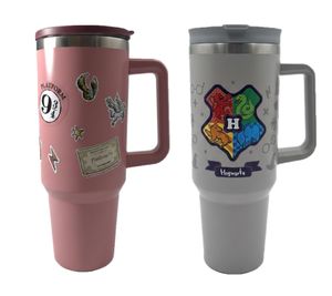 Tazza termica gigante di Harry Potter a tema Hogwarts Express o Ritorno a Hogwarts, 1,2 l, in acciaio inossidabile, a doppia parete, isolante per bevande calde e fredde, rosa o grigia.