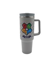 Harry Potter Giant Cup Hogwarts Express oder Back to Hogwarts Thermobecher 1,2L mit Griff Edelstahl doppelwandig isoliert für heiße & kalte Getränke Rosa oder Grau