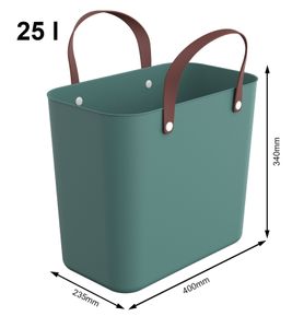 Borsa multiuso sostenibile Rotho ALBULA 25L in plastica riciclata proveniente dagli oceani, ideale per la spesa e come cestino portaoggetti 7779735 Verde Vischio / Marrone