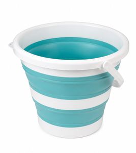 Secchio pieghevole da 10 litri, secchio salvaspazio per la casa con manico largo, 9941978, bianco/blu
