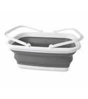 Panier à linge pliable 16 litres, gain de place, avec poignées, réf. 9940983, gris/blanc