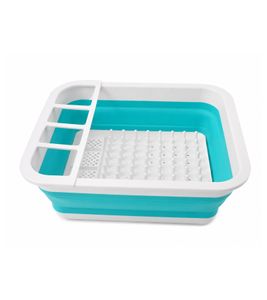 Scolapiatti pieghevole DR Home Division da 13 litri, salvaspazio per lavello 9943482 Blu/Bianco