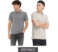 2-Pack Classic BLEND Men's Cotton Polo Shirt 20718756 – Grey/Beige, Beige/Blue, or Red/Grey