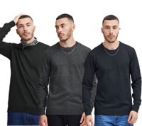 Classic BLEND BHCerstan Men's Fine-Knit Round-Neck Sweater (Style 20716722ME) – Blue, Black, or Grey