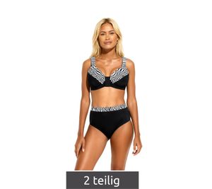 Ensemble bikini minimiseur deux pièces Timeless pour femme, bretelles rembourrées, bonnet E, 914316, noir/blanc