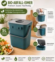 5-Liter Organic Waste Bin with Carry Handle – Household Trash Can (24 x 16 x 15 cm) – Grey, Blue, or Blue/Grey