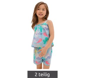 Ensemble deux pièces pratique pour filles, composé d'un haut et d'un short en pur coton biologique. Ensemble 908598 Bleu/Multicolore